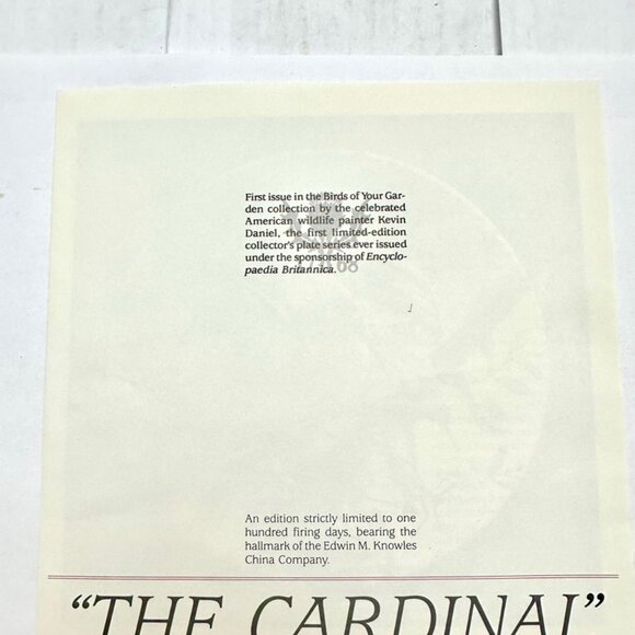 Vintage Knowles Plate Birds Of Your Garden, The Cardinal, 8.5 - Picture 3 of 4